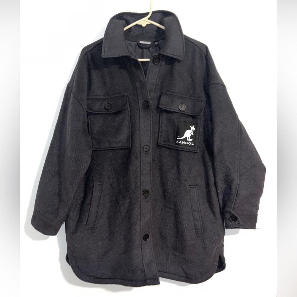 H&M Kangol Shirt Jacket Oversized Coat Size M Casual Long Sleeve Shacket X Gray
